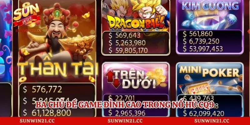 Nổ hũ Cq9 – Tựa Game Đỉnh Cao Cùng Nhiều Jackpot Giá Trị 2 Ba chủ đề game đỉnh cao trong nổ hũ cq9