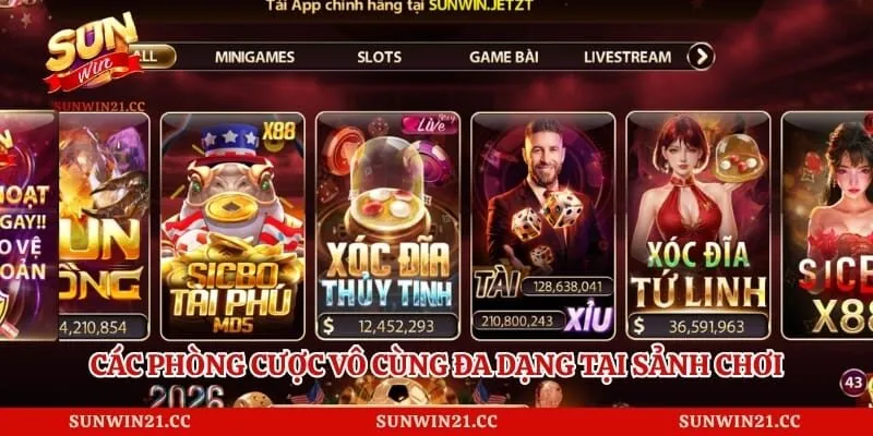 Các phòng cược vô cùng đa dạng tại sảnh chơi