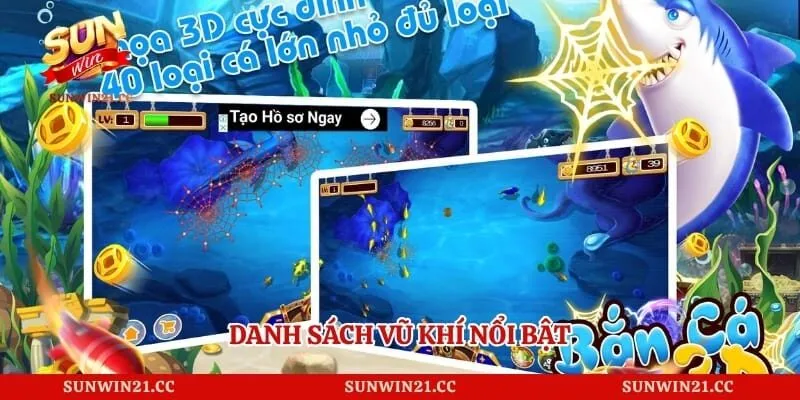 Đại Thánh Bắn Cá - Game Giải Trí Đổi Thưởng Cực Kỳ Đỉnh Cao 3 Danh sách vũ khí nổi bật