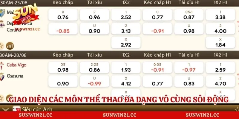 Crown Sports - Điểm Đến Cho Người Đam Mê Thể Thao Mỗi Ngày 2 Giao diện các môn thể thao đa dạng vô cùng sôi động hiện nay