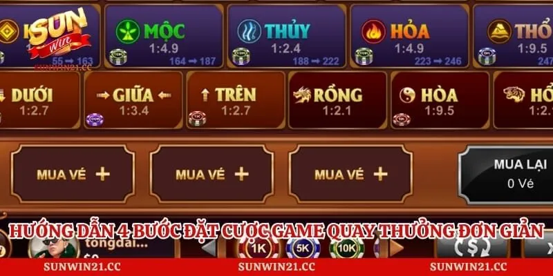 Hướng dẫn 4 bước đặt cược game quay thưởng đơn giản