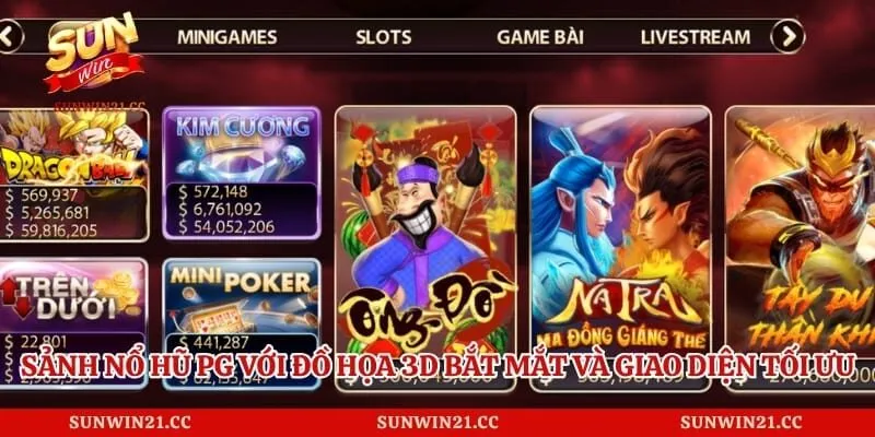 Nổ Hũ Pg – Sảnh Game Slot Đổi Thưởng Đỉnh Cao Và Uy Tín 2 Sảnh nổ hũ pg với đồ họa 3D bắt mắt và giao diện tối ưu