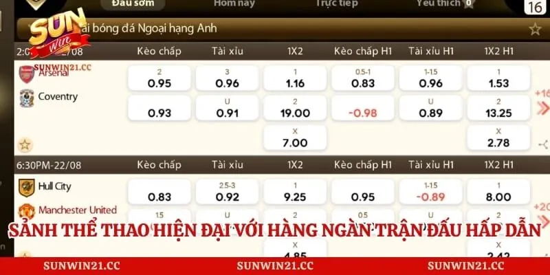 Sảnh thể thao hiện đại với hàng ngàn trận đấu hấp dẫn 